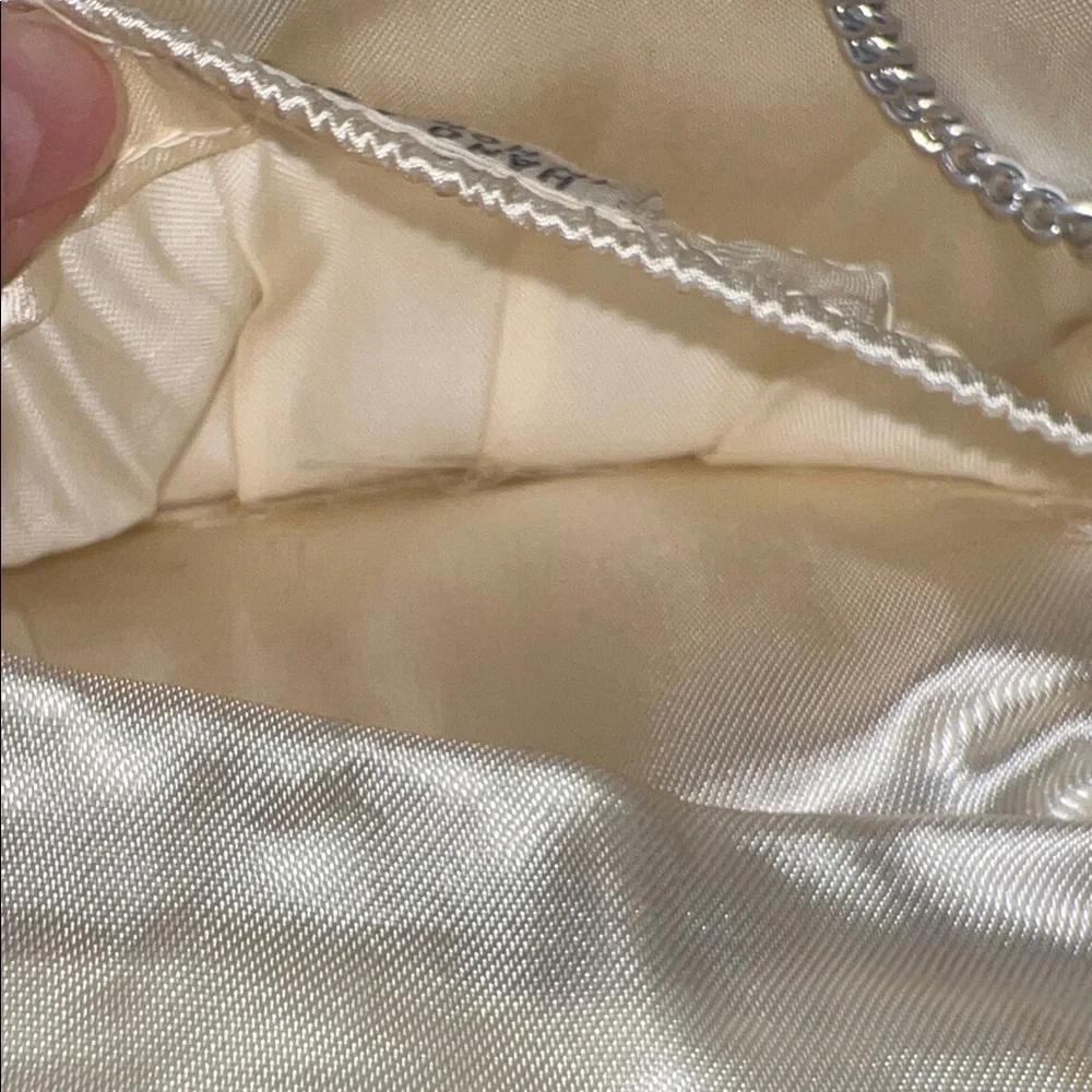 Vintage Bridal Chic Cream Beaded Clutch with Silver Accents Seed Pearls